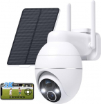 YESKAMOU WiFi Outdoor Security Camera Solar Powered 2K WiFi 2.4GHz Wireless Security Cameras 360&deg;PTZ Night Vision Bi-directional Audio PIR Siren IP66