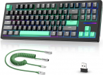 MAMBASNAKE &times; Attack Shark TKL Hot-Swap traadita mehaaniline m&auml;nguklaviatuur koos kohandatud pakitud USB-C kaabliga, kolmikrežiim 2.4GHz/BT5.0/Wired, 4600mAh must/roheline