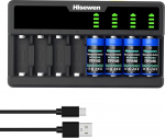 Hisewen 4 Pack laetav CR123A aku, 8-kohaline laadija Arlo kaamerale VMC3030 VMK3200 VMS3230/3330/3430/3530