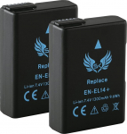 2 x SK aku Nikon EN-EL14 | 1300 mAh | EN-EL14A jaoks Nikon D3100 D3200 D3400 D3500 D5100 D5300 D5500 D5600 DF // CoolPix P7100 P7700 P780 0 US