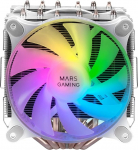 Mars Gaming MCPU-XT White, protsessorijahuti, Dual Tower Cooling, 6 HCT Heatpipes, TDP 300W, 2 ARGB PWM 12 cm ventilaatorit