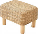 Ottomani jalatugi Ristk&uuml;likukujuline jalatugi Natural Seagrass Footstock with Wooden Legs Hand Weaving Multifunktsionaalne Modern Dressing Stool Diivan Side Table for Bedroom for Living Room (Natural)