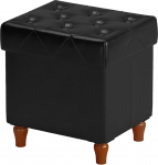 CAROLMADE Kokkupandav Ottomani kuubik PU nahast jalgadega m&auml;nguasjade hoidmine elutuppa magamistoas must 15 x 12,6 x 15,4 tolliga 15 x 12,6 x 15,4 tolli