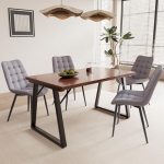 5-osaline s&ouml;&ouml;gitoa komplekt - s&ouml;&ouml;gilaud 140 x 80 cm koos 4 tooliga, tugev metallraam, MDF lauaplaat, sametist, kunstnahast v&otilde;i riidest kate.
