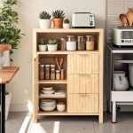 Bonnlo Vannitoakapp 3 sahtli ja riiulitega ning avatud kambriga, vannitoakapp Ribed Storage Cabinet Sideboard elutuppa, vannituppa, k&ouml;&ouml;ki, magamistuppa, 60 x 30 x 80 cm, tamme v&auml;rvi.