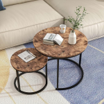 BOFENG &uuml;mmargune pesitsev kohvilaud, 2 k&uuml;ljelaua komplekt elutuppa (Rustic Brown, 2 tk)