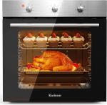 Karinear sisseehitatud ahju 60 cm nupuga, sisseehitatud ahju 60 cm, 6 programmiga, 50-250 &deg;C, roostevabast terasest plaadiga, sisseehitatud ahju pistikuga, 2200 W, 220-240 V, 60 L, h&otilde;bedane