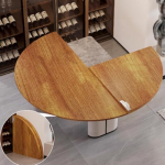 Runde Klapptischplatte, Vier klappbare runde Holztischplatten, 47,2"-71" Durchmesser (dunkelgrauer Marmor), Einfach zu verstauen und Platz zu sparen, Keine Beine, Gro&szlig;e Banketttischplatte (H