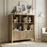 [en.casa] Lukkodso Highboard Sideboard 102 x 98 x 30 cm Mitmeotstarbeline kapp 3 ukse ja 8 kambriga elutoa kapp Tamme v&auml;limusega keskmiselt hele kapp