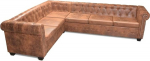 Tomostar Chesterfield 6-kohaline kunstnahast nurgadiivan - pruun - 260 x 205 x 73 cm