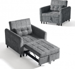 LINSY HOME 3-in-1 magamistool, 1-kohaline diivan magamisfunktsiooniga, &scaron;enillist tugitool v&auml;ikese padja ja k&uuml;ljetaskuga v&auml;ikesesse korterisse - magamisala 74 x 190 cm (Hall)