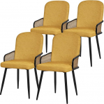 ML-Design S&ouml;&ouml;gitoa toolid, komplekt 4, mustanahaline kangakattega, k&ouml;&ouml;gitoolid rotangi v&auml;limusega k&auml;etoed, metallist jalgadega polsterdatud toolid, ergonoomilised tugitoolid, polsterdatud toolid, aktsenttoolid jaoks