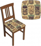 6 t&uuml;kki tooli katete komplekt Vintage Aloha Tiki muster Elastne s&ouml;&ouml;gitooli kate pestav tooli istme kaitsja pehme eemaldatav Stretch s&ouml;&ouml;gitooli kate