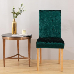 Komplekt 2 purustatud sametist toolikatet s&ouml;&ouml;gitoa jaoks, Stretch Parsons Chair, K&ouml;&ouml;k Slipcovers, eemaldatav, libisemiskindel, pestav istme kaitsja k&ouml;&ouml;gi ja hotelli jaoks (2 tumerohelist)