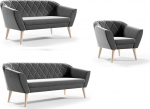 Gloria diivanikomplekt 3 + 2 + 1 istekohaga Velvet High Wooden Feet Beech (Riviera 91 Grey)
