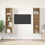 TV Schrank,TV-Schrankset 2 tk Braun 37 x 37 x 142,5 cm Holzwerkstoff,TV Board H&auml;ngend Schrank Fernsehschrank TV Bank Wohnzimmer M&ouml;bel Modern Wandschrank f&uuml;r Wohnzimmer Schlafzimmer