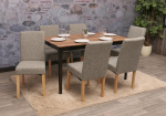 Mendler Littau-AM Dining Chairs Set of 6 / Kitchen Chairs / Textile / Grey / Light Legs