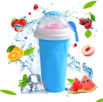 RPEIXYA Slush Cup Silicone Squeeze Cup, Slush Ice Cream Cup, Frozen Smoothie Cup, Summer Kneading with Straw Spoon for Delicious Ice Cream Ice (Yellow)