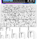 mxuteuk 630tk 4/5/6/8/10mm &uuml;mmargune ja 5/6mm ruudukujuline valge kaabliklamber terasest naelad kaabliklambrid seinaklambrid kaablile kaabliklambrid RG6 RG59 CAT6 RJ45 jaoks RG6 RG59 CAT6 RJ45