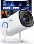 Sisseehitatud Netflixi rakendus ja 500 ANSI valgustit: Mini projektor WiFi 6 ja Bluetoothiga, BoldEver Smart Auto Focus, kaasaskantav 270&deg; reguleeritava statiiviga, 10W k&otilde;lar, 4K filmiprojektor telefoni jaoks.
