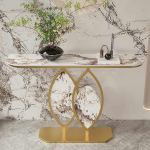 Moderne Eingangstische aus Sinterstein,Dekorative Konsole f&uuml;r den Wohnbereich,Schmale Konsole Beistelltisch f&uuml;r das Sofa,f&uuml;r Wohnzimmer Eingangsbereich Flur(Gold,120x30x80cm)