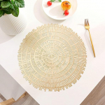 Platzmatten Rund, 10er Set Einfaches hohles geometrisches Muster Platzsets f&uuml;r k&uuml;che Speisetisch Hotel, Platz-Matten, Gold, 38cm