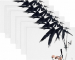 Stoff-Tischsets, waschbare Tischsets f&uuml;r Esstisch, 6er-Set,Kunst Bambusvogel im chinesischen Stil