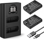 EN-EL14 EN-EL14a kaamera akud, 2-pakk 1200mAh aku laadimiskomplekt Nikon D5100 D5300 D5500 D3100 D5600 D3200 D3300 D5200 P7000 P7100 P77000 P780 0 (Micro USB ja USB-C port)