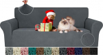 JIVINER Super-Stretch-Couchbezug f&uuml;r 3-Sitzkissen, 1 St&uuml;ck, waschbar, Jacquard-Sofabez&uuml;ge, universeller Sitzbezug, Sofam&ouml;belschutz, Schonbez&uuml;ge f&uuml;r Kinder, Hunde (gro&szlig;, dunkelgrau verflochten)