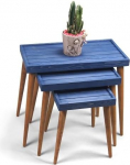 Rustic Solid Wood 3-osaline pesitsuslaudade komplekt - K&auml;sitsi valmistatud ruumi s&auml;&auml;stev k&uuml;ljelaua komplekt
