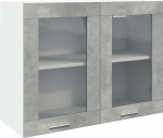 vidaXL Lyon Collection seinakapp, betoonhall, 80 x 31 x 60 cm, puitmaterjal ja klaas, seinale paigaldatav hoiuriiul, vannitoa- ja k&ouml;&ouml;gim&ouml;&ouml;bel, kodutarvikud