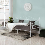 buybyroom metallist p&auml;evavoodi raam 90 x 190 cm &uuml;heinimesevoodi koos peatoega ja liistudega &uuml;heinimesevoodi diivanvoodi p&auml;evavoodi magamistuppa elutuppa k&uuml;lalistetuppa valge