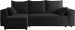 Tobi nurgadiivan magamisfunktsiooniga, 246 x 145 cm, diivan, diivan voodikastiga, nurgadiivan, L-kujuline, diivanvoodi voodikastiga, universaalne (Cord Poso 135 Black)