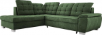 Lotta nurgadiivan kvaliteetsest ASTI kangast, magamisfunktsiooniga, avar hoiuruum ja elegantne polsterdus elutuppa, m&otilde;&otilde;tmed 258 x 212 cm, m&ouml;&ouml;bli paigutus vasakule poole, v&auml;rv: Roheline