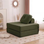 Kokkupandav diivan Diivan m&auml;luvaht koos padjaga magamistool Lazy Couch Triple Futon Convertible Guest Beds Washable Cover Green 80cm
