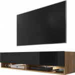 Selsey Wander TV-plaat / TV-kapp elutuppa riputatav / seisev, valikuliselt LED-iga, 140 cm (Puiduefektiga Wotan Tamm / Must k&otilde;rgl&auml;ikega, LED-iga)