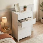 Dmora - Roseville kapp 5 sahtliga, kapp magamistuppa, kaasaegne kapp, 61 x 40 x 117 cm, valge