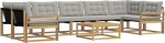 Outdoor Lounge Set aus Akazienholz, Modulares Gartensofa f&uuml;r Terrasse und Balkon, Sitzgruppe mit Tisch und Polster, 7 Sitzpl&auml;tze, Modernes Terrassenm&ouml;bel Set
