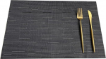 AMDXD 6 taldriku komplekt Kaasaegne ruudukujuline PVC taldrik naturaalselt kootud horisontaalsete triipudega kuumakindel lauaalustik Boho tumehall Koduk&ouml;&ouml;ki, restorani ja hotelli 30 x 45 cm