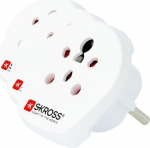 SKROSS | 1.500217-E | India Iisrael Taani Euroopasse | Reisiadapter Iisraelist, Indiast, Taanist Euroopasse - Pinge ja v&otilde;imsus: 100 V - 1600 W / 250 V - 4000 W - Kaitse elektril&ouml;&ouml;gi eest.