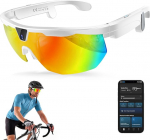 GenXenon Smart Brille mit Kamera, 8MP HD POV-Videoaufzeichnung Brillen mit Integrierter Speicher, Sonnenbrille mit Kamera f&uuml;r Outdoor-Sportarten wie Radfahren, Skifahren und Wandern(Wei&szlig;)