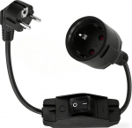 V&auml;litingimustes kasutatav kaitsekontaktide pikenduskaabel koos l&uuml;litiga, IP44 pistikupesadele, kodu-, kontori- ja v&auml;listingimustes, 3 x 1,5 mm&sup2;, max. 250V/16A, IP44 veekindel koos kaanega, must