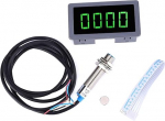 Mootori LED-kiirusm&otilde;&otilde;tur, DC 8-24V 40mA 10-9999RPM 4 digitaalne LED-tahomeeter koos Hall Proximity Switch anduriga NPN roheline t&ouml;&ouml;stuse jaoks, vaikimisi
