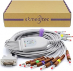 skmeditec EKG/ECG 10 Lead Banana IEC DirectConnectCable Compatible with Schiller AT10, AT101, AT102-Plus, AT104, AT110, AT3, AT5, AT6, AT60, Replacement with 15 Pins Connector for KKB007, CB-721014R/1