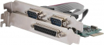 Dual Serial 2-Port + 1 Parallel Port PCI Express Card, PCIe Serial Port, Parallel Port Combo Card, PCI Express Card Compatible with 16C450/16C550 UART