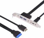 cablecc sisemine emaplaat, 19 Pin ja Type E kuni 5Gbps, kaks pesa (USB-C + USB 3.0), PCIe hoidja PC korpusele, tagumine I/O paneel