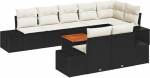 9-teiliges Garten Sofa Set mit Kissen Schwarz Poly Rattan Akazie Gartenlounge Model3347971