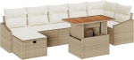 8-teiliges Garten Sofa Set mit Kissen Beige Poly Rattan Gartenlounge Model3360033