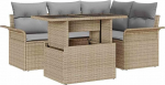Rantry 5-teiliges Garten Sofa Set mit Kissen Beige Poly Rattan Gartenlounge Model3348276