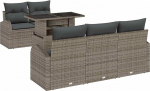 Rantry 6-teiliges Garten Sofa Set mit Kissen Grau Poly Rattan Gartenlounge Model3348555